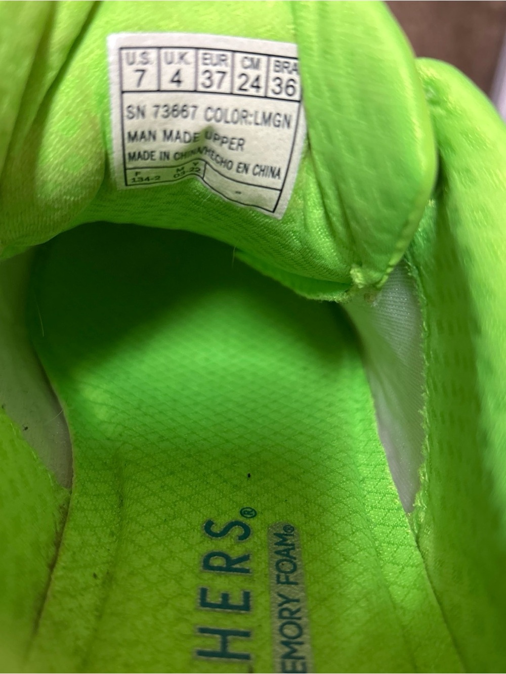 Skechers Lime Green Memory Foam Sneaker - Picture 5 of 5